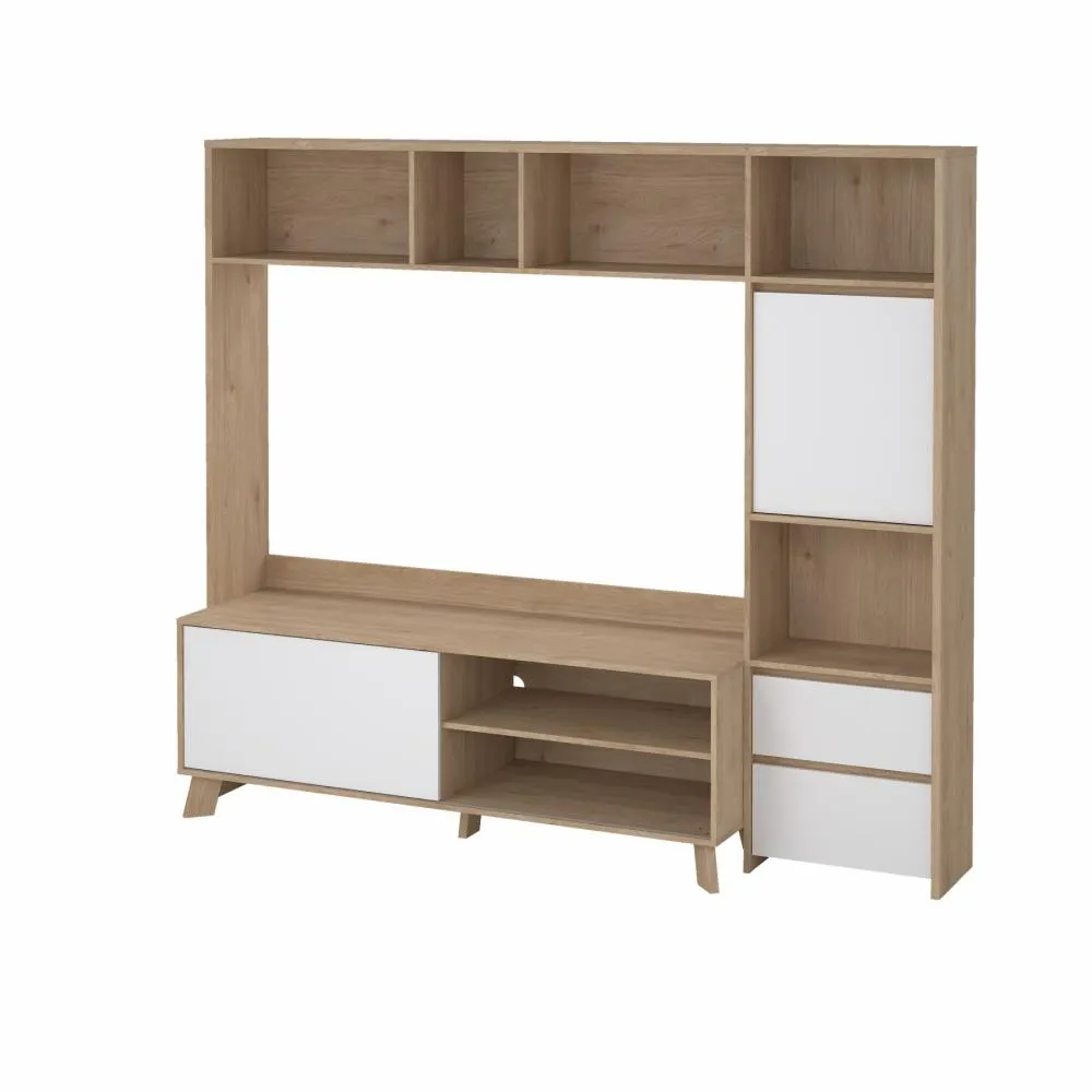 Next TV-Wall unit with 1 Sliding door + 1 door + 2 drawers